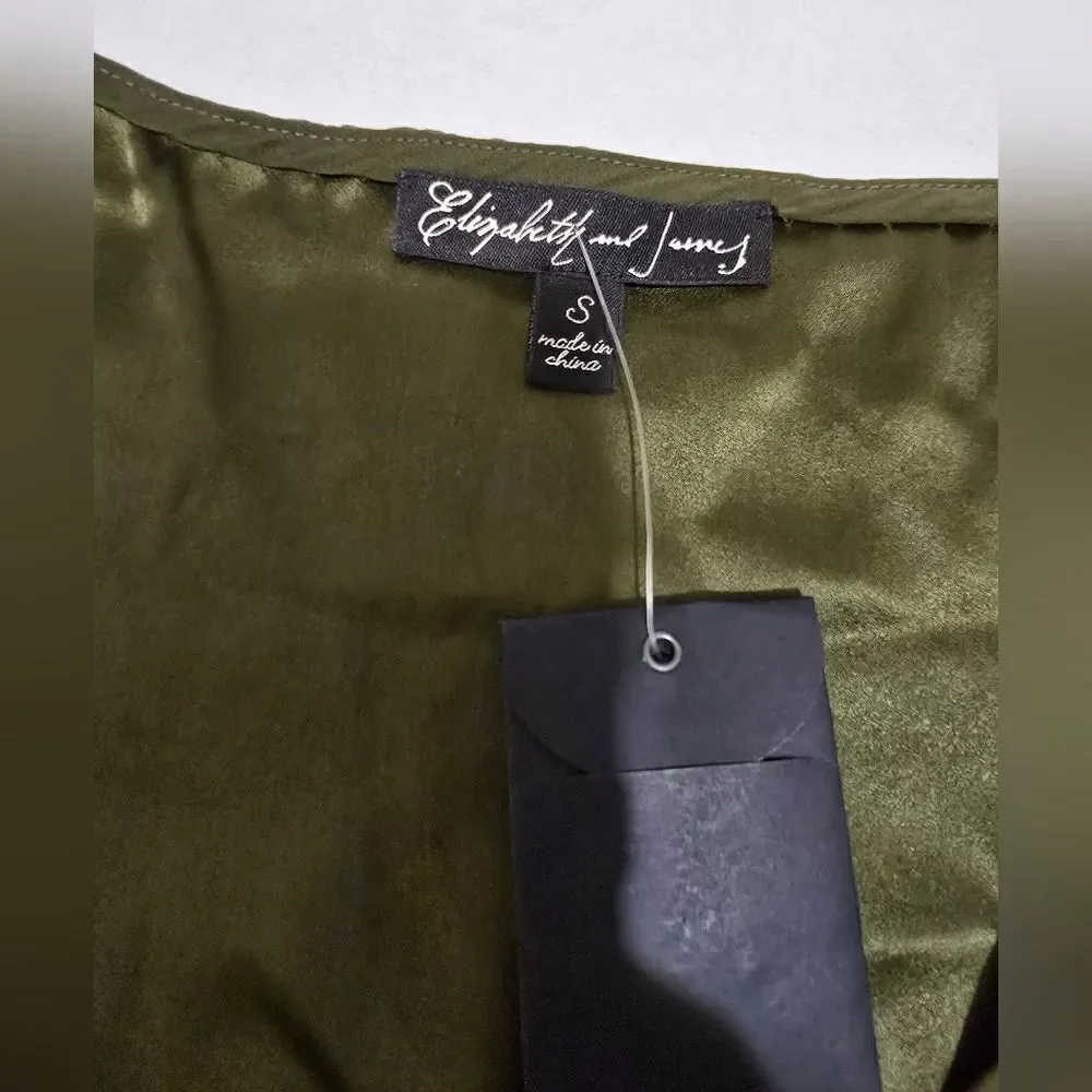 NWT Elizabeth And James 100% Silk Belted Dress In Green Size Small
